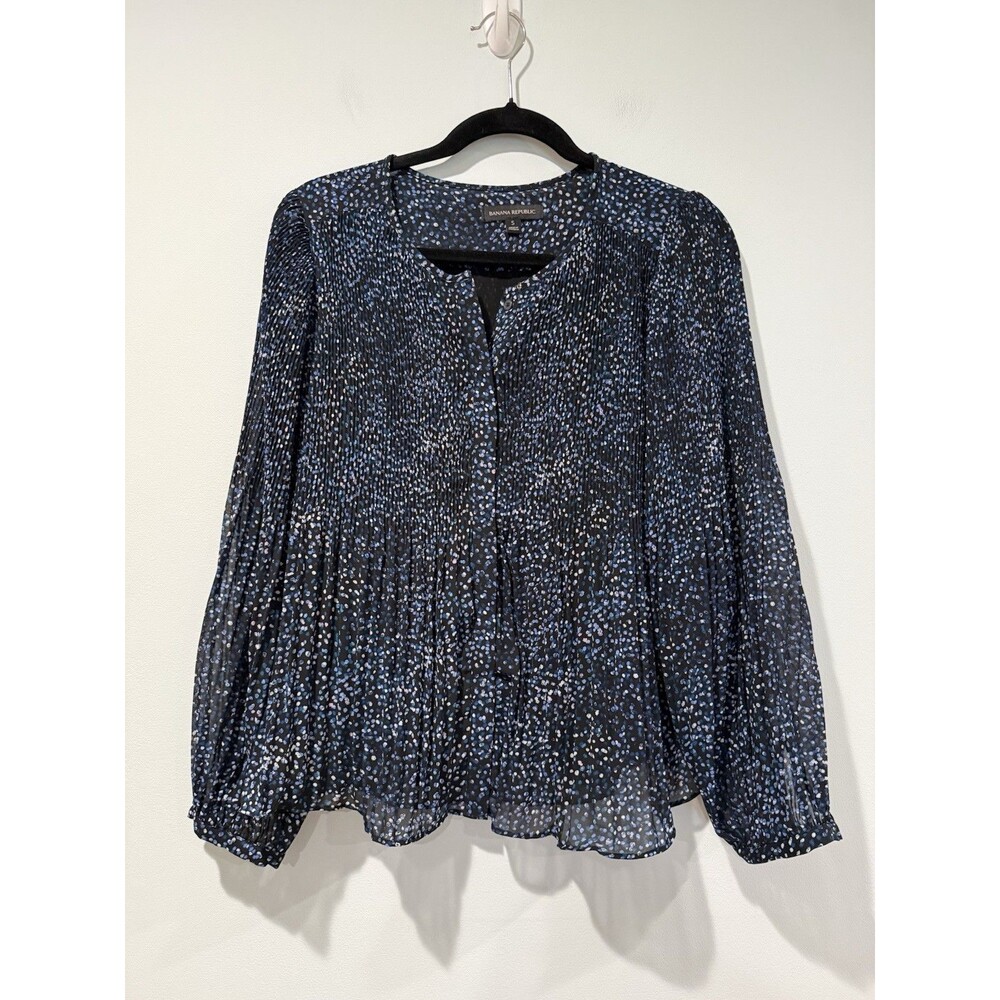 Banana Republic Accordion Top Womens Small Polka Dot Work Office Travel Vacation